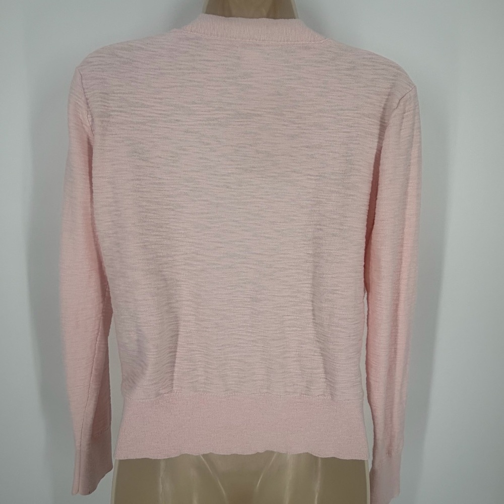 J.Crew Light Pink Cotton Button Cardigan Sweater S Coquette Preppy Minimalist - Picture 5 of 10